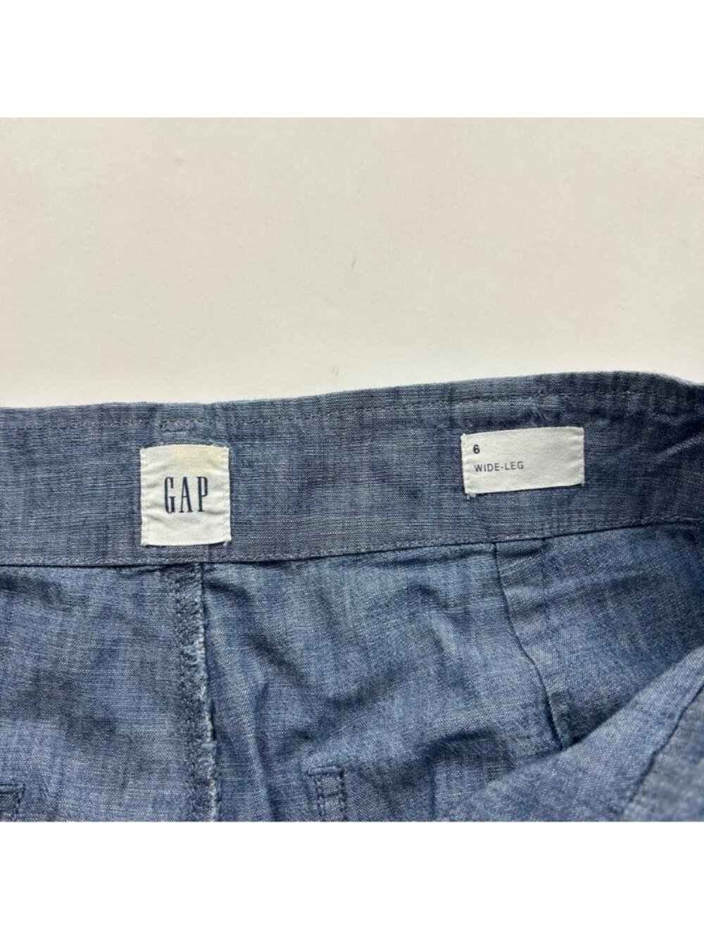 Gap Blue Chambray Wide Leg Summer Trousers 6 - Picture 3 of 6